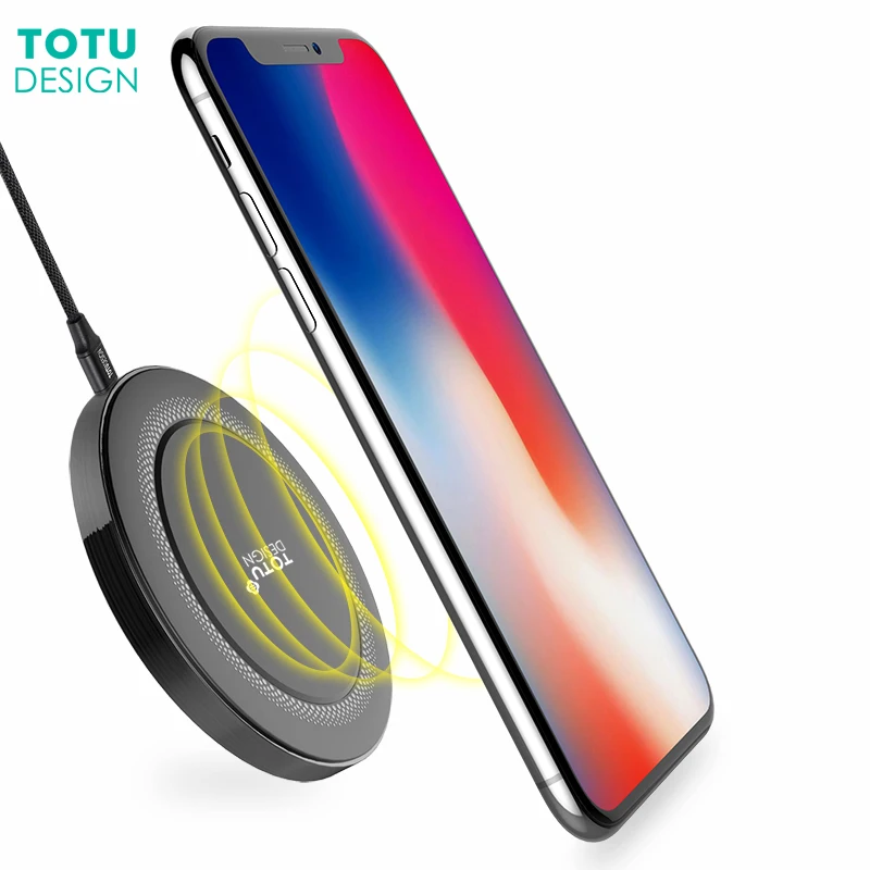 TOTU Qi Беспроводной зарядное подставка для iphone X 8 P PC + цинковый сплав светодиодный