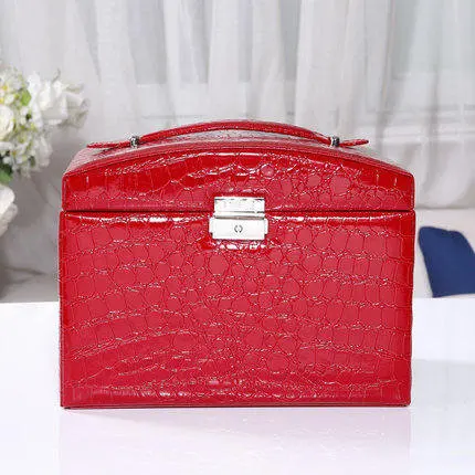 Red no small boxe Новая деревянная шкатулка для ювелирных изделий, серьги, кольца, ожерелье, чехол для хранения, Европа, шкатулка для хранения ювелирных изделий, органайзер, шкатулка для украшений для девочек, подарок - Цвет: Red no small boxe