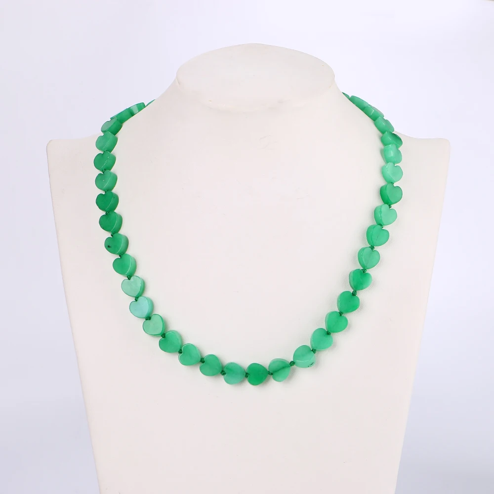 Yumten Green Chalcedony Necklace Power Stone Love Heart Crystal Women Jewelry Chain Csgo Collana Bijuteria Anime Wholesale 5 PCS | Украшения