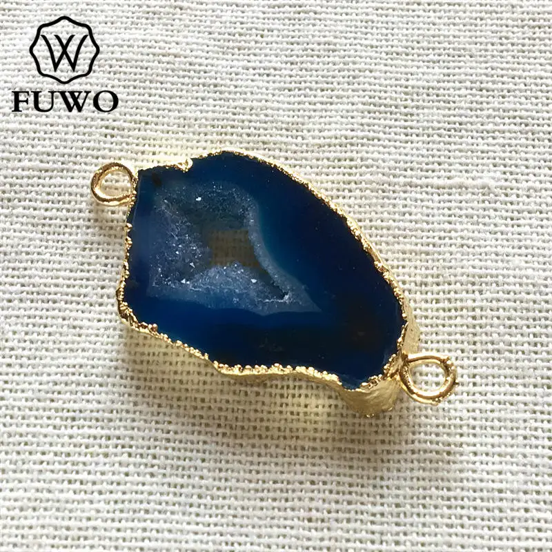Соединитель FUWO из натурального Друза и агата с золотым покрытием модный