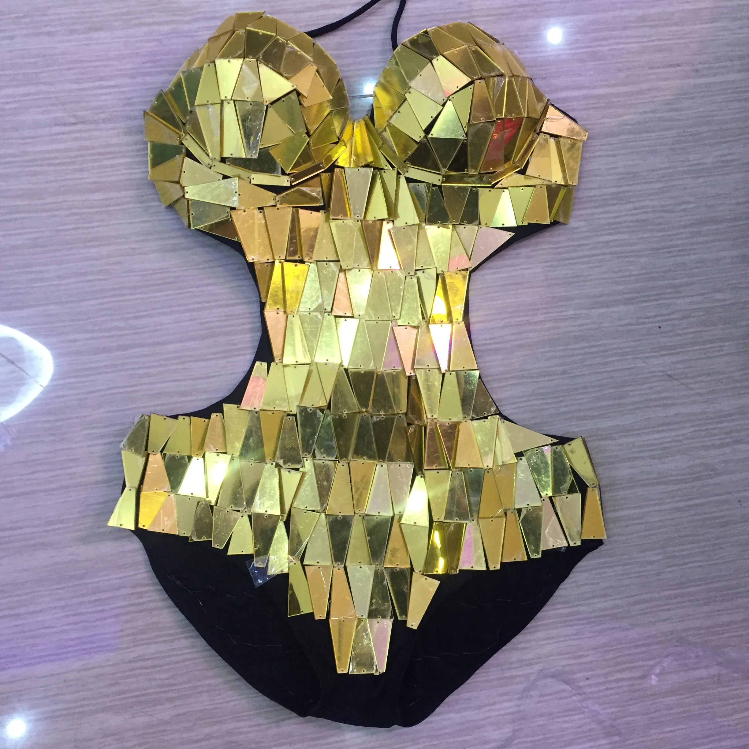 Sexy Female mirror suit Ladies Silver sequin disco ball Woman dress girls dance costume gold glitter bodysuit for evening party |