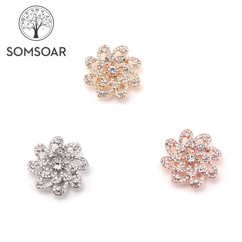 

Somsoar Jewelry 2.8cm full Crystal Flower Coin Slide Charms fit 10mm Mesh Bracelet and Leather Wrap Bracelet 10pcs/lot