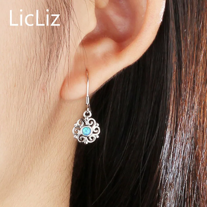 Женские серьги подвески из серебра с голубым огненным опалом|earrings for|earrings for