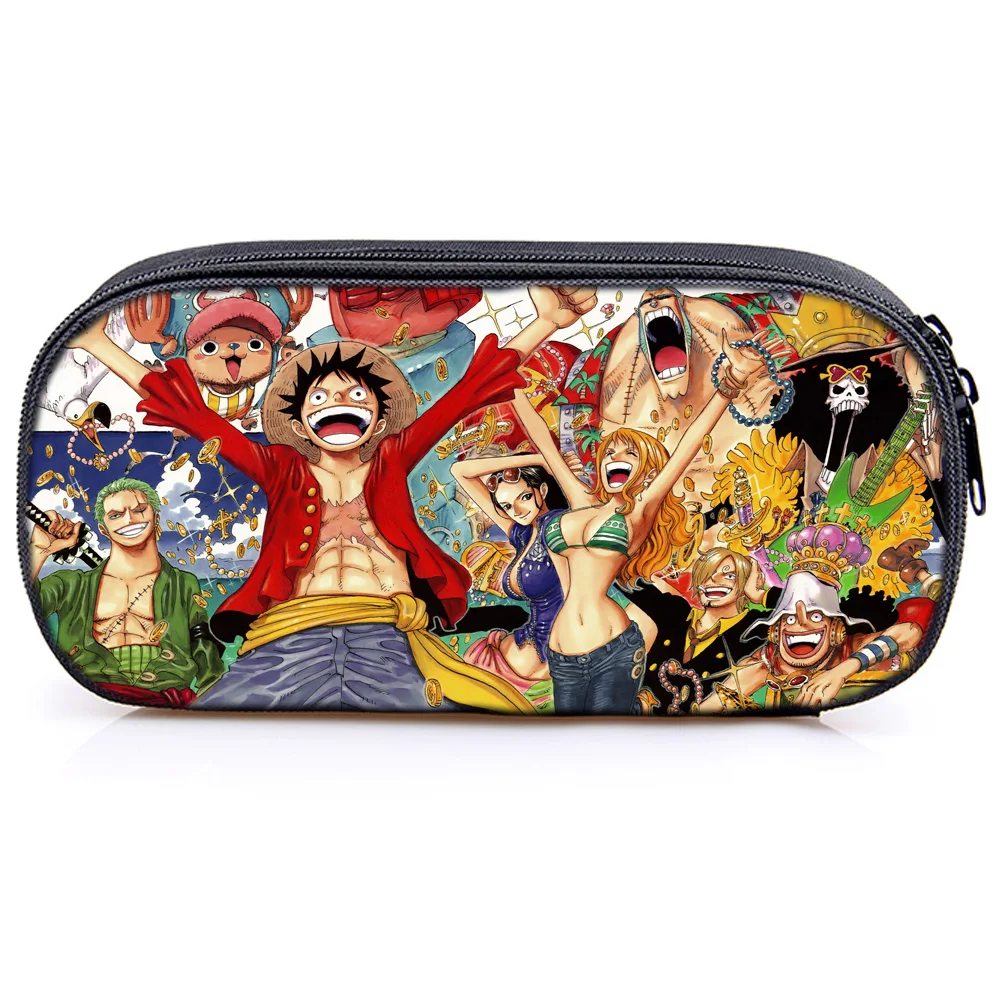 

Cute One Piece Cute Stationery Bag Luffy Ace Children Boys Girls Kids Pencil Bag Fashion New High Quality School Supplies Box