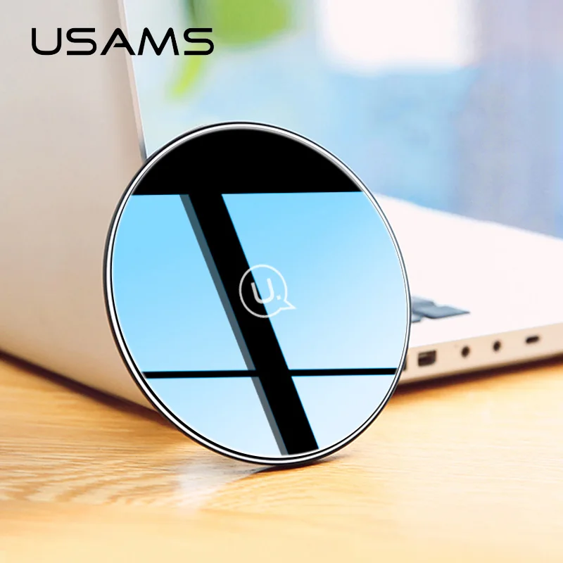 USAMS Qi PC Стекло Беспроводной Зарядное устройство 10 W Быстрая зарядка для samsung Galaxy S9