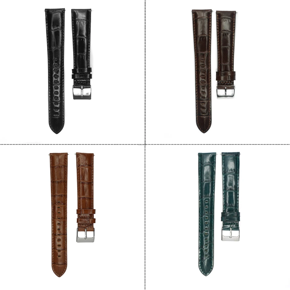YQI Italian Genuine Leather Watch Band 18mm 20mm 22mm 24mm Strap Longer Black Brown Extra Long for Bigger Wrist | Наручные часы