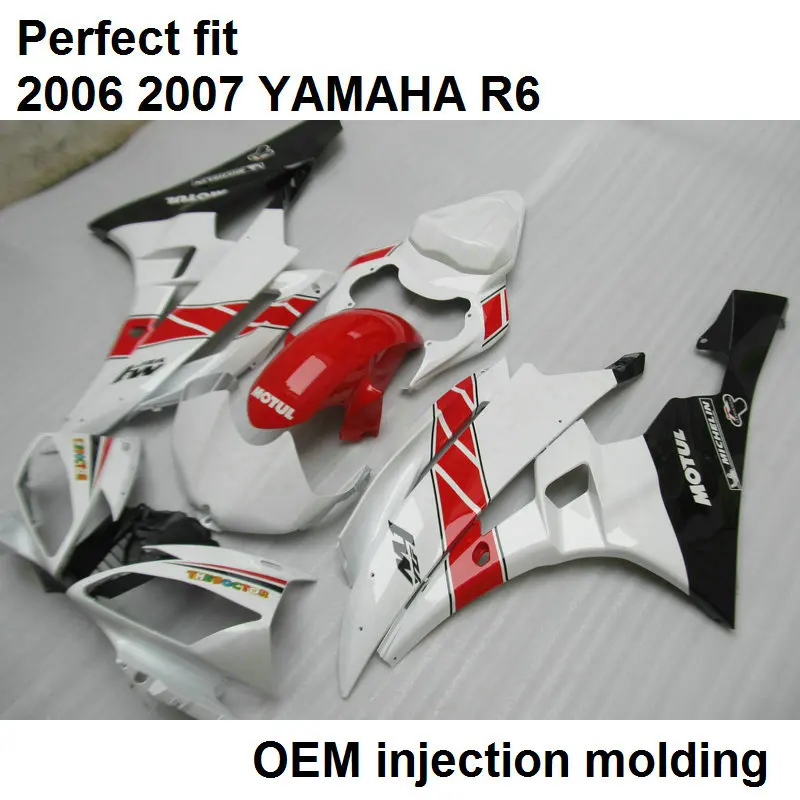 Injection Molded Fairing Body Kit For YAMAHA YZF R6 2006 2007 White Red Black Motorcycle Fairings Set 06 07 HZ11 | Автомобили и