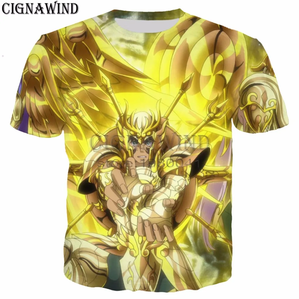 Новые летние топы в стиле аниме Saint Seiya 3d яркий стиль хипстерская футболка с