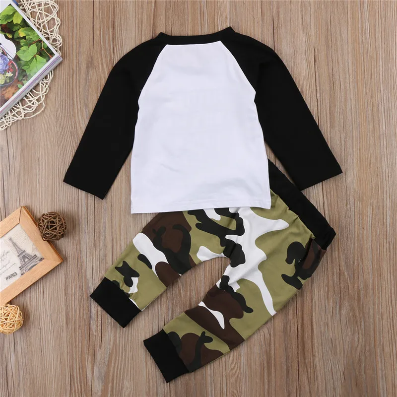 PUDCOCO Newest Toddler Kids Baby Boy Camo Outfits Long Sleeve T-shirt Tops+Pants 2PCS Autumn Casual Clothes Set 0-5T |