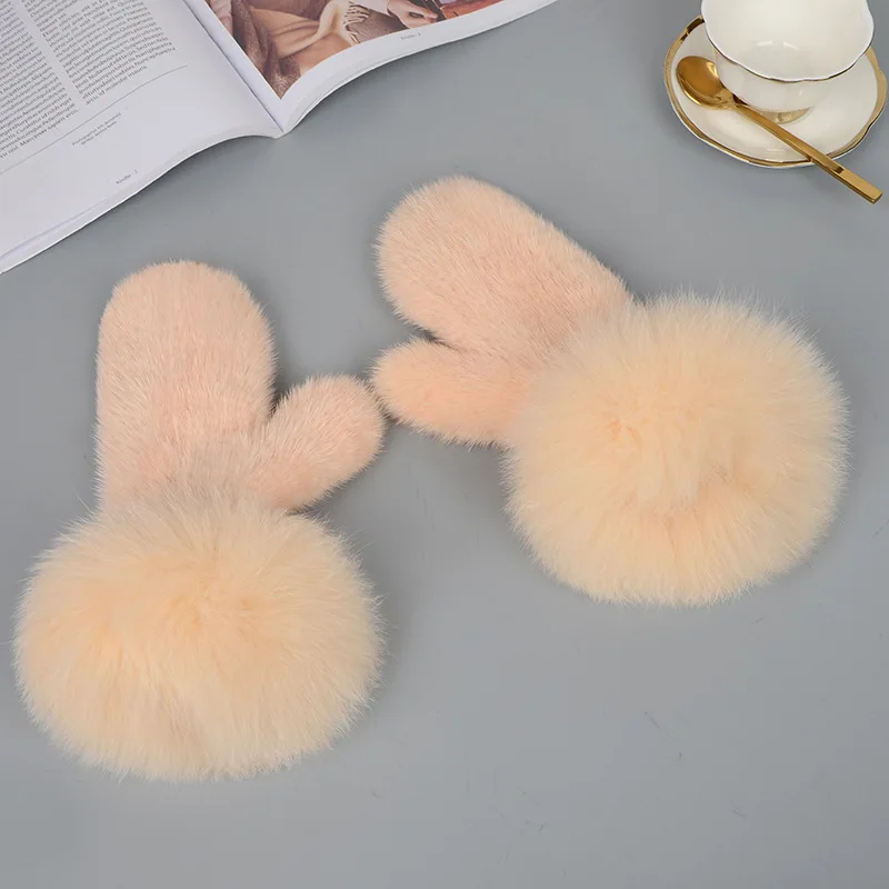 Female mink gloves color bare fingers winter warm fur hair hand-made fox hai MZ101 | Аксессуары для одежды