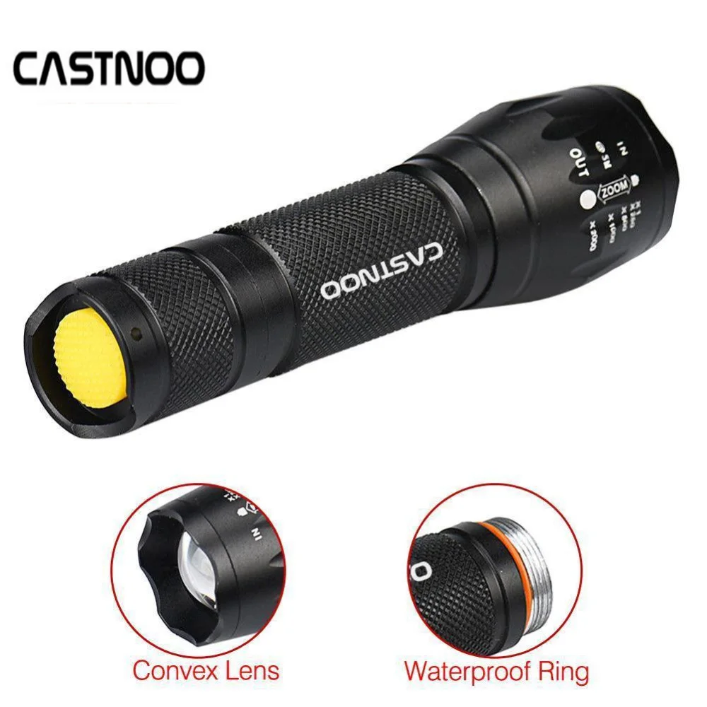 CASTNOO 3800 люмен масштабируемый T6 светодиодный фонарик Портативный 18650 аккумулятор