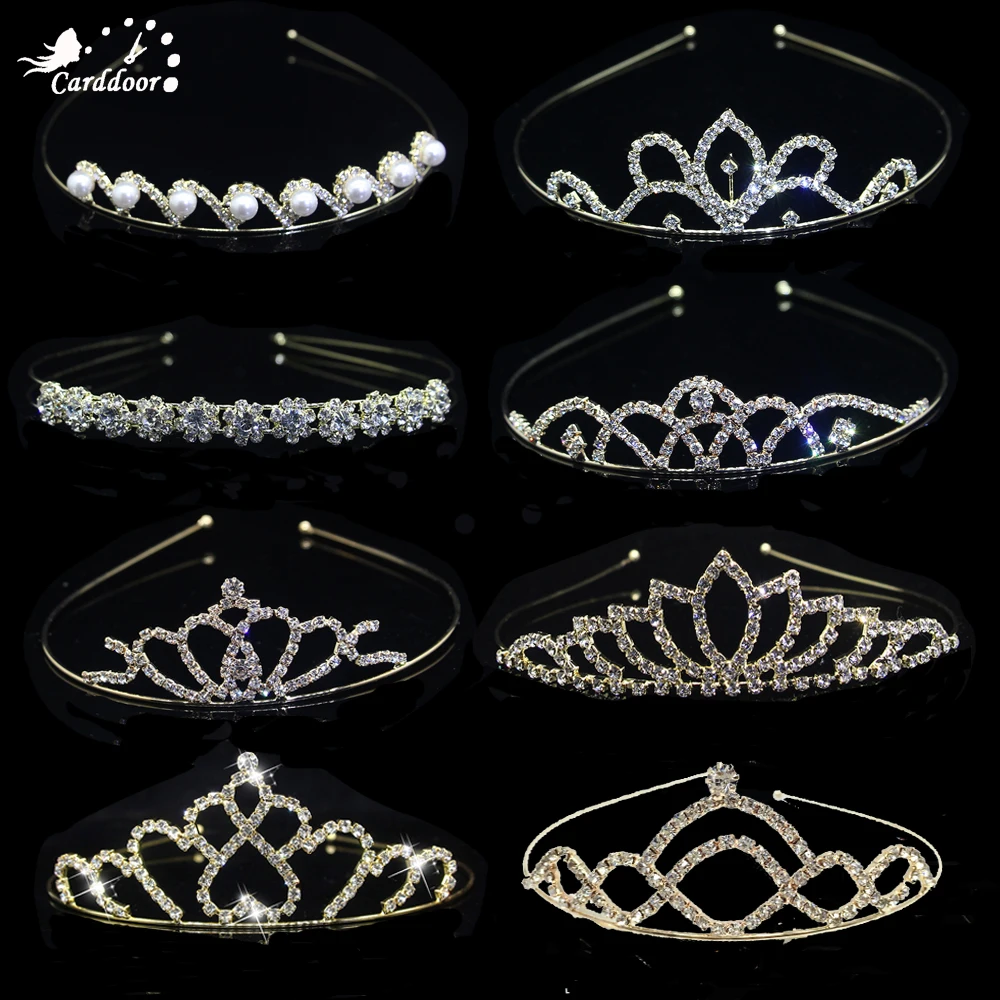 Диадемы и короны Carddoor, Модная Золотая тиара принцессы с жемчугом, свадебные аксессуары для волос, украшения для волос на день рождения