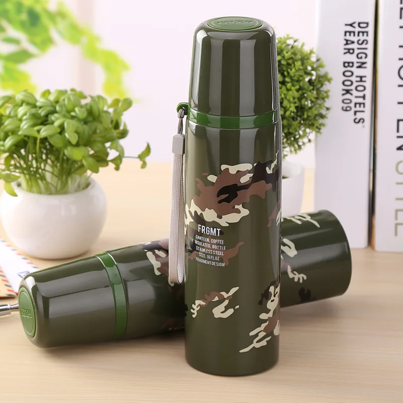 500 мл военно зеленый вакуумный термос бутылка для воды из нержавеющей стали