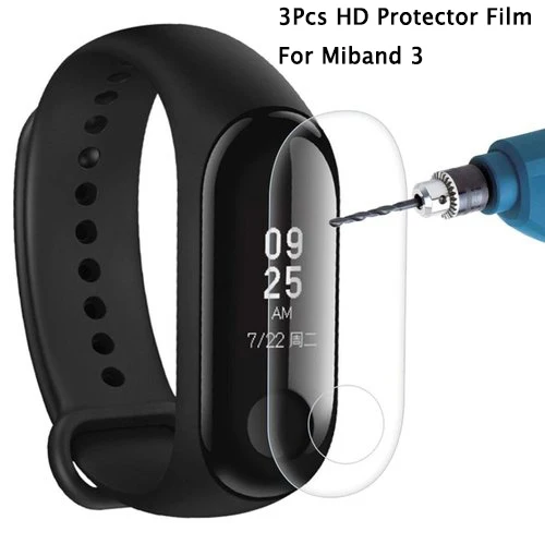 3Pcs protector film Для Xiaomi mi Band 3 4 mi band 3 Bracelet ремешок для смарт-часов силиконовый спортивный ремешок на запястье сменный ремешок для Xiaomi mi Band 3 - Цвет: 3Pcs protector film