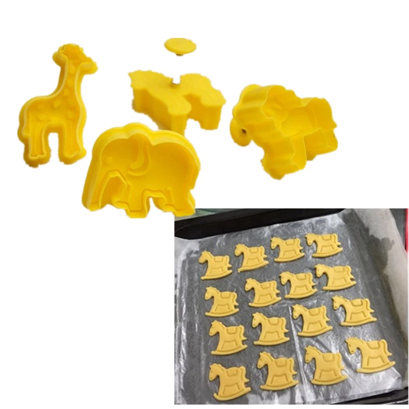 4 шт./лот формочки для печенья с изображением животных слона жирафа лошади Льва