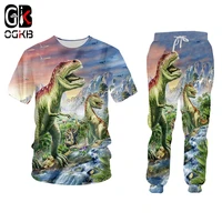 ogkb manns sets loose hoodies tshirt tank top 3d printing dinosaur colorful streetwear pants plus size 6xl clothes sweatshirts