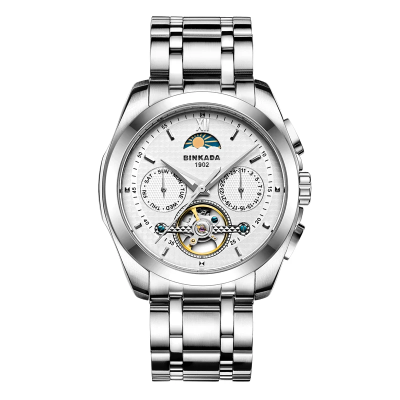 Мужские часы автоматические механические турбийон Стальные повседневные Бизнес