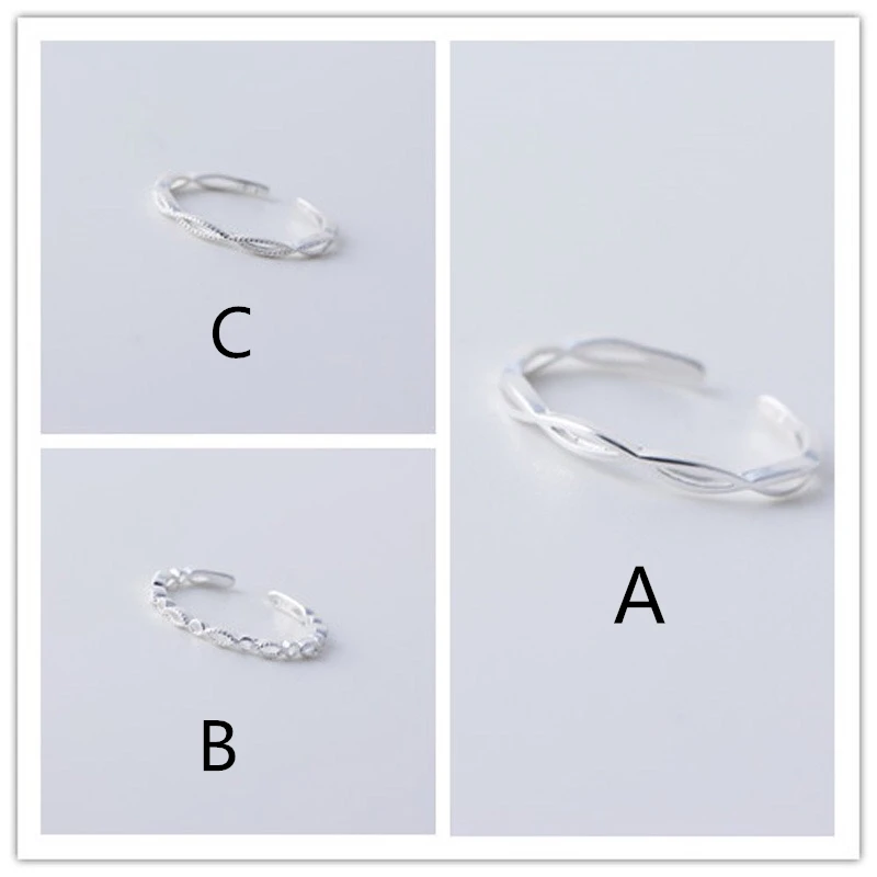 S925 sterling silver ring sleek minimalist Baroque style geometric adjustable trend wild female girls hand jewelry | Украшения и
