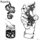 Творческая временная татуировка, черная маленькая наклейка для женщин, галактика, планета, переводная татуировка, кофе, мужчины, искусственная татуировка, тело, руки, банка, наклейка