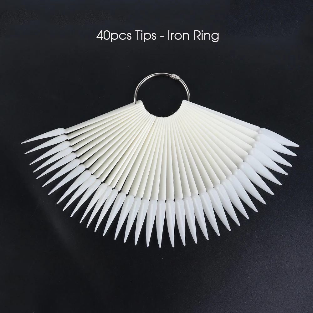 40 шт. накладные ногти веер дисплей острые капли воды Прозрачный черный