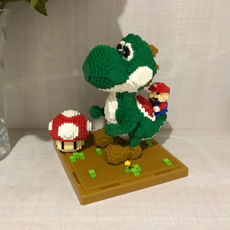 Новая игра Super Mario Luigi Yoshi Monster Fire Bee игрушка Пикачу DIY Мини здание алмаз нано