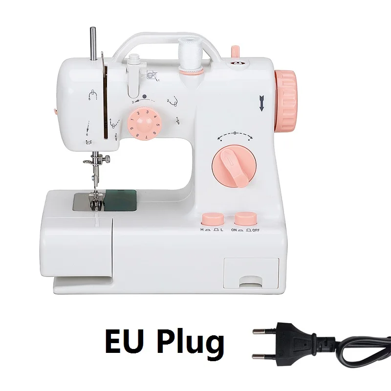 EU Plug Мини 12 стежков швейная машина бытовая многофункциональная двойная нить и скорость свободный руки Крафт машина для починки США/Великобритания/ЕС вилка - Цвет: EU Plug
