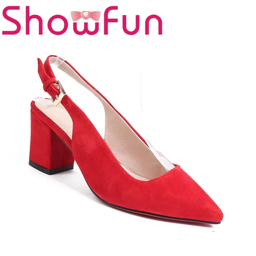 Showfun натуральная кожа женская обувь вечерние однотонные замшевые с ремешком