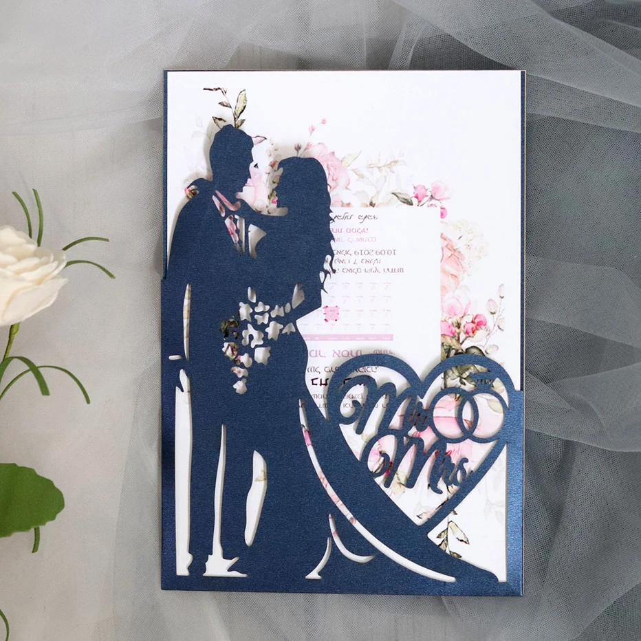 Новинка 2019 10 комплектов свадебные пригласительные открытки с лазерной резкой