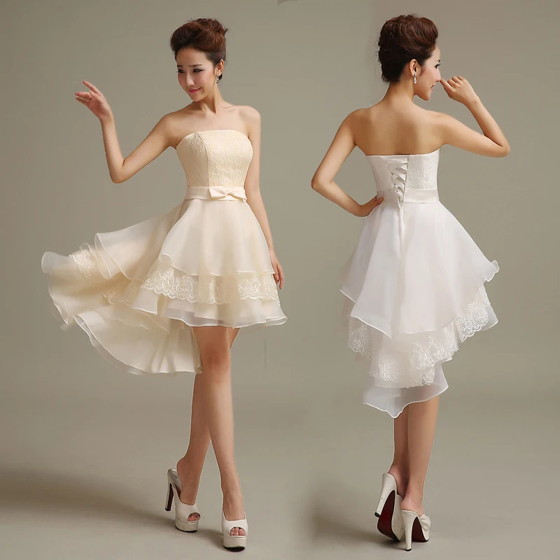 Милые свадебные платья белого и красного цвета с коротким передом длинной