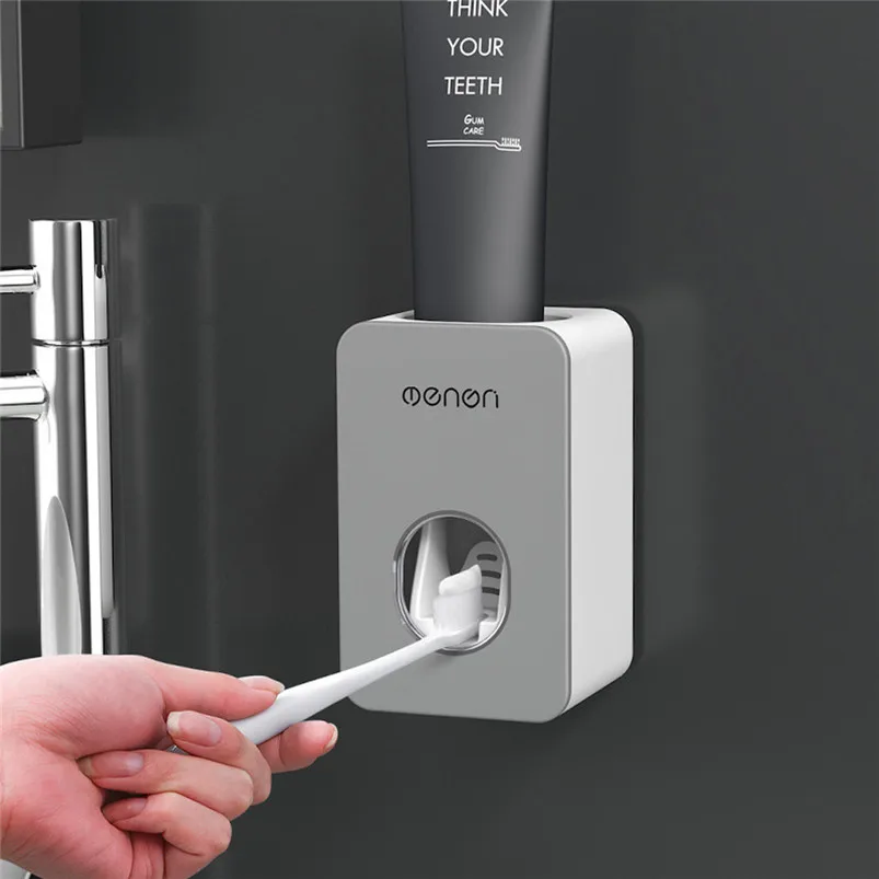 

New Automatic Toothpaste Dispenser Set Wall Mount Stand Holder Extrusion with Attached Adhesive Pad Home Decoration 40JUN26