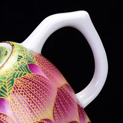 Jingdezhen эмалированный керамический чайник с ручной росписью золотой Шелковый