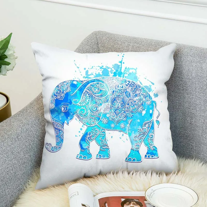 Watercolor Elephants New High Grade Decorative Pillow Case Car Home Sofa Cushion Cover 3D Digital Print style-1 | Дом и сад