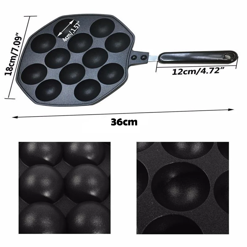 

Transhome 1pcs 18cm Non stick Takoyaki Pan Cake Maker With 12 Molds Octopus Pan Bakeware Tools For Kitchen