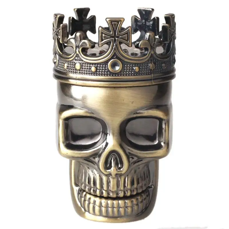 Бронзовая дробилка для табака с черепом King трав и специй Skull металлическая 3 слоя