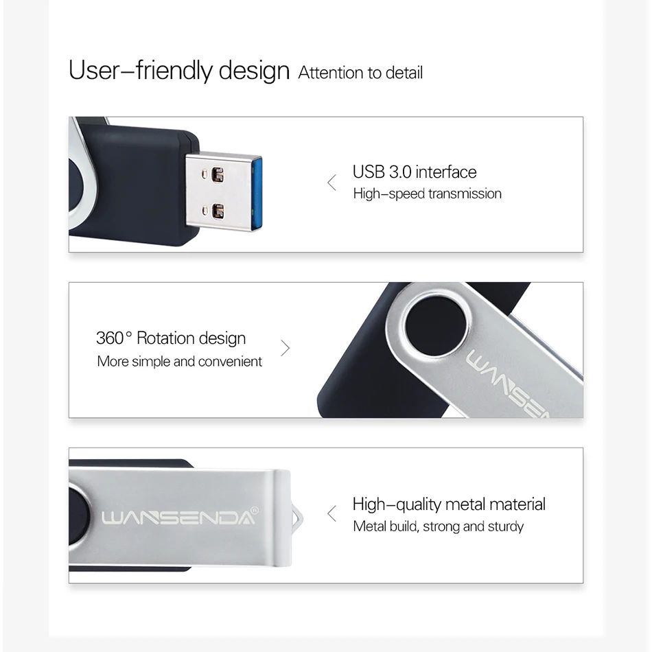 Оригинальный OTG USB флеш-накопитель Wansenda D103 256 ГБ 128 64 32 16 8 3 0 флешка для Android/ПК |