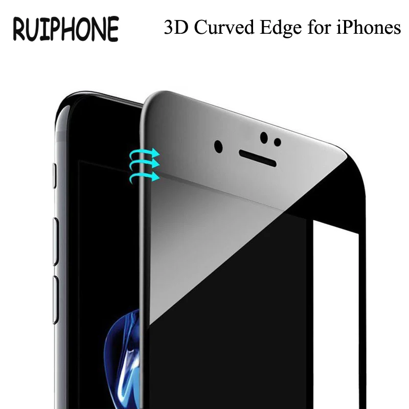 Защитная пленка для экрана iPhone X 6 7 Plus 9H блестящее 3D изогнутое углеродное волокно