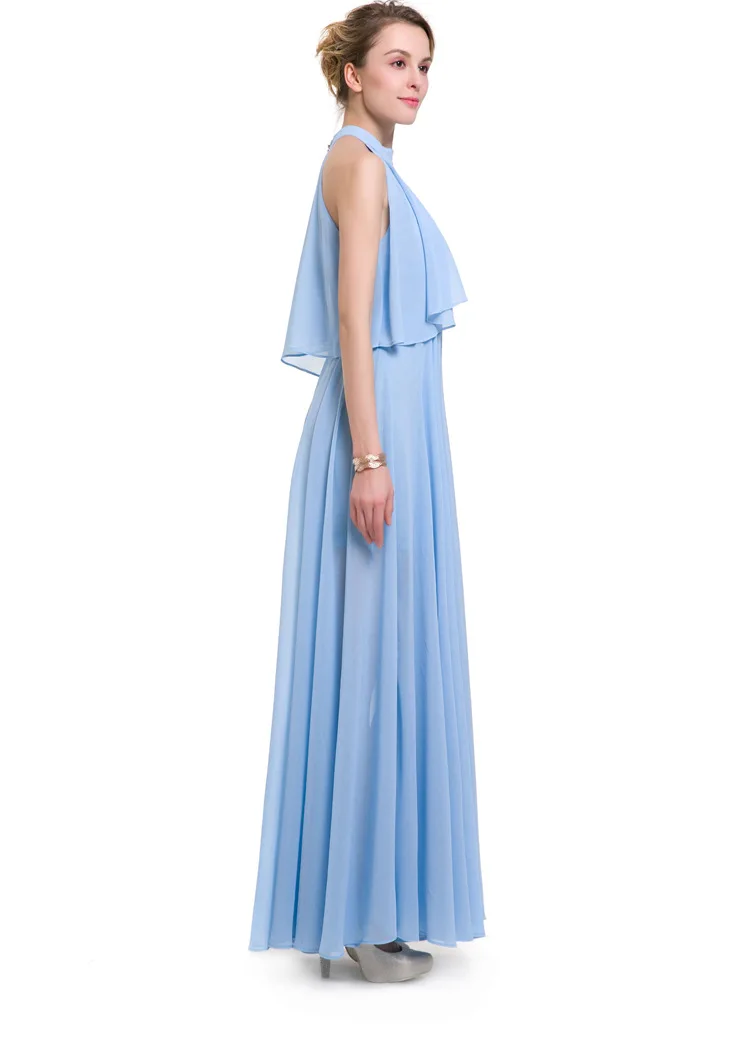 Женское шифоновое платье до щиколотки синее или фиолетовое длинное повседневные