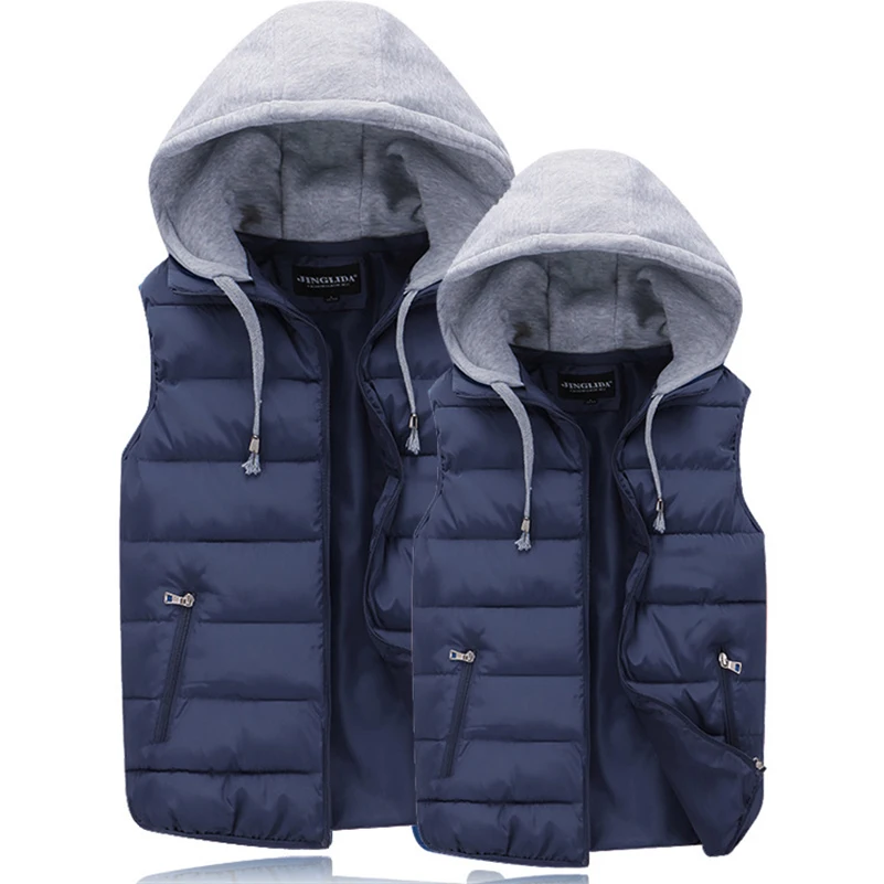Мужская теплая жилетка UNIVOS KUNI осенне-зимняя однотонная куртка с капюшоном