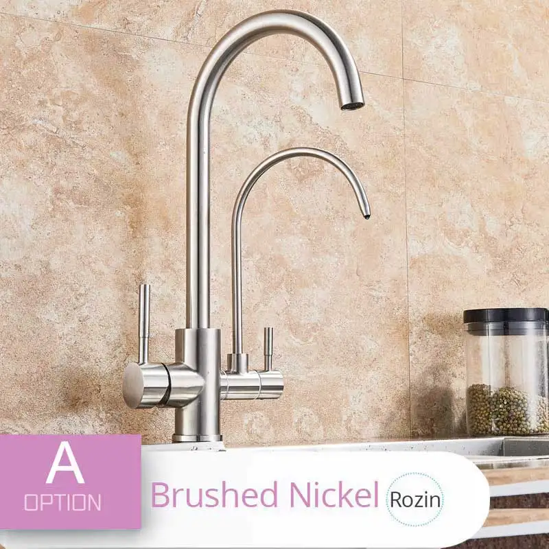 Brushed Nickel A Очистка кухонных смесителей черный выдвижной кухонный фильтр для воды кран трехходовой torneira para cozinha de parede кран для кухни - Цвет: Brushed Nickel A