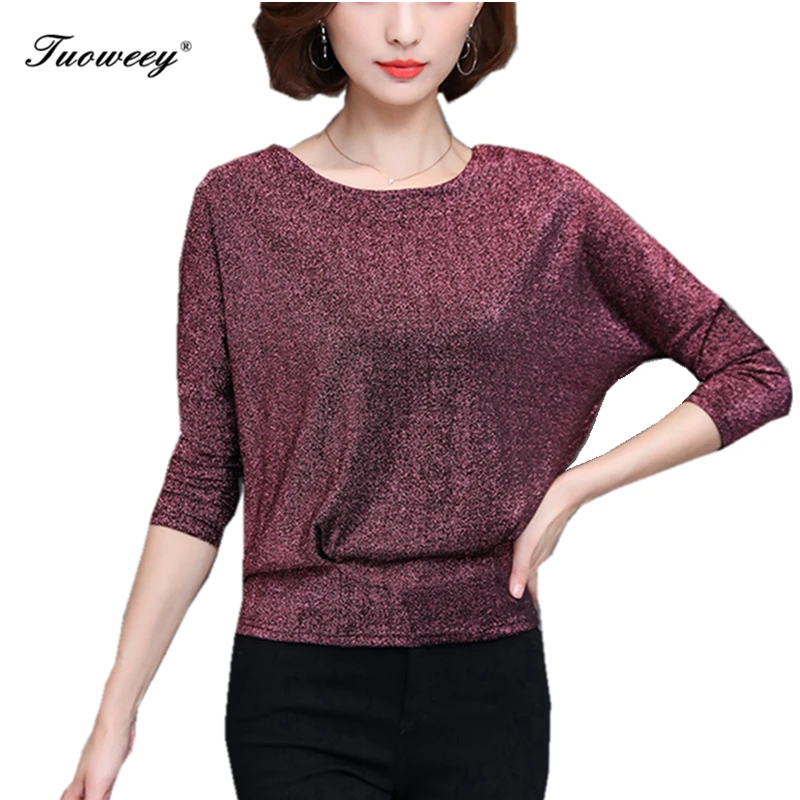 Туника OL однотонная женская рубашка Свободная блузка с рукавом летучая мышь 3/4