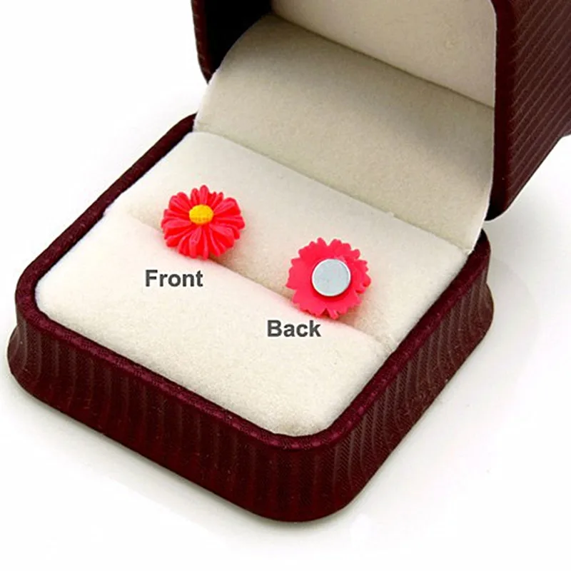

Fashion Allergy Free Magnetic Flower Earrings Cute Girl Candy Color Flower Stud Earings Women Party Female Jewelry Gift