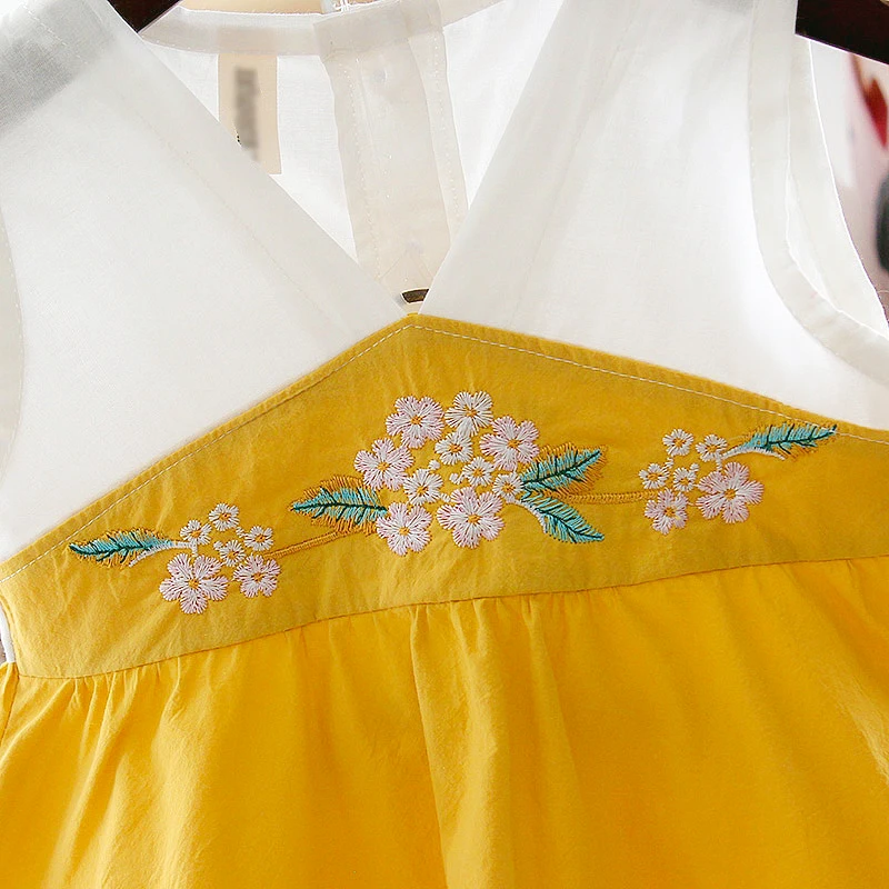 Летнее Повседневное платье без рукавов с цветочным принтом для маленьких