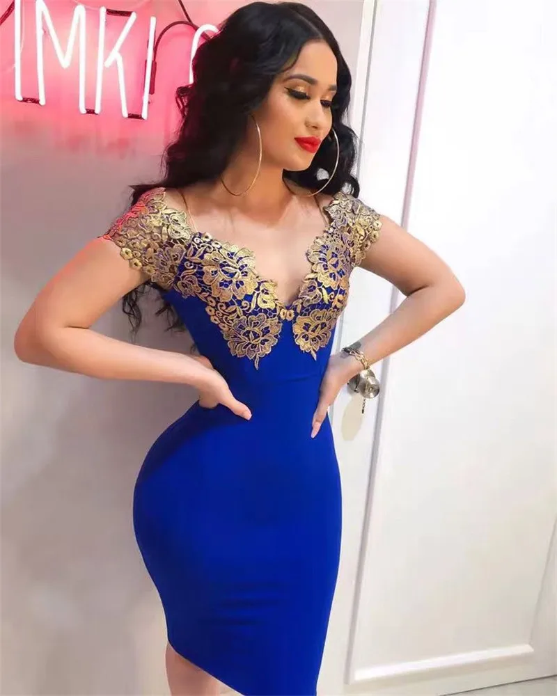 

Top Quality Sleeveless V-Neck Appliques Mini Sexy Women Bandage Dress Celebrity Prom Party Dress