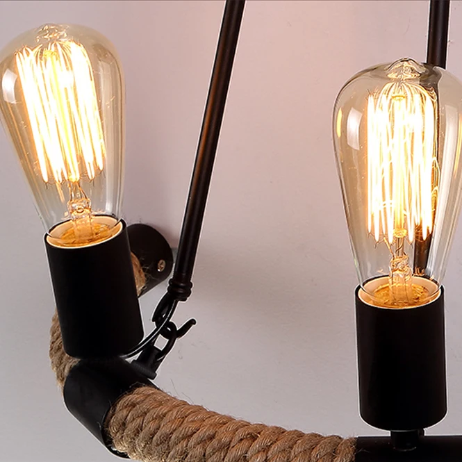 Винтажные плетеные Настенные светильники в стиле лофт из пеньковой веревки