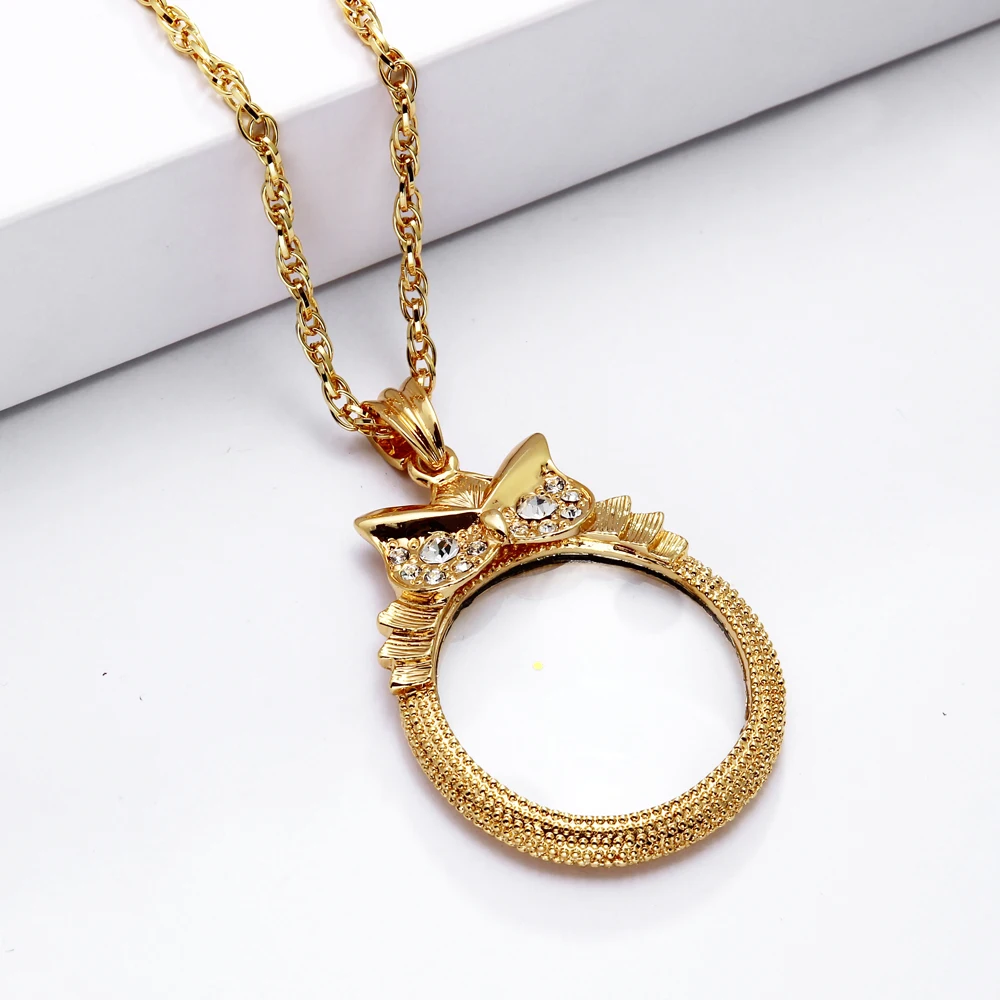 Родиевый цвет женское ожерелье с формой Совы 2X подвеска увеличительным стеклом