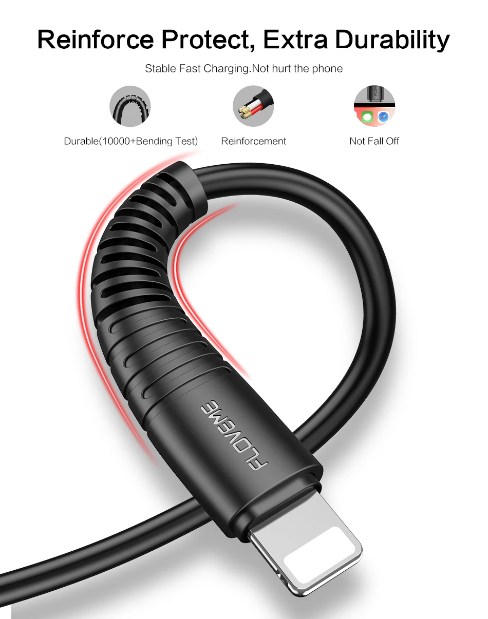 FLOVEME USB зарядное устройство кабель для iPhone X XR XS Max 7 8 plus Быстрая зарядка для быстрой зарядки для iPhone зарядное устройство Шнур для передачи данных адаптер