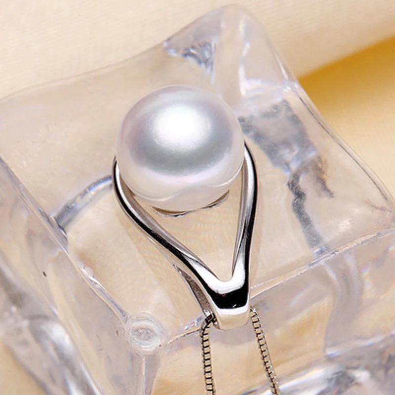 white pearl pendant Цена, подвески из пресноводного Черного Жемчуга, ожерелье из натурального жемчуга, 925 пробы Серебряная цепочка, модное ювелирное изделие - Цвет камня: white pearl pendant