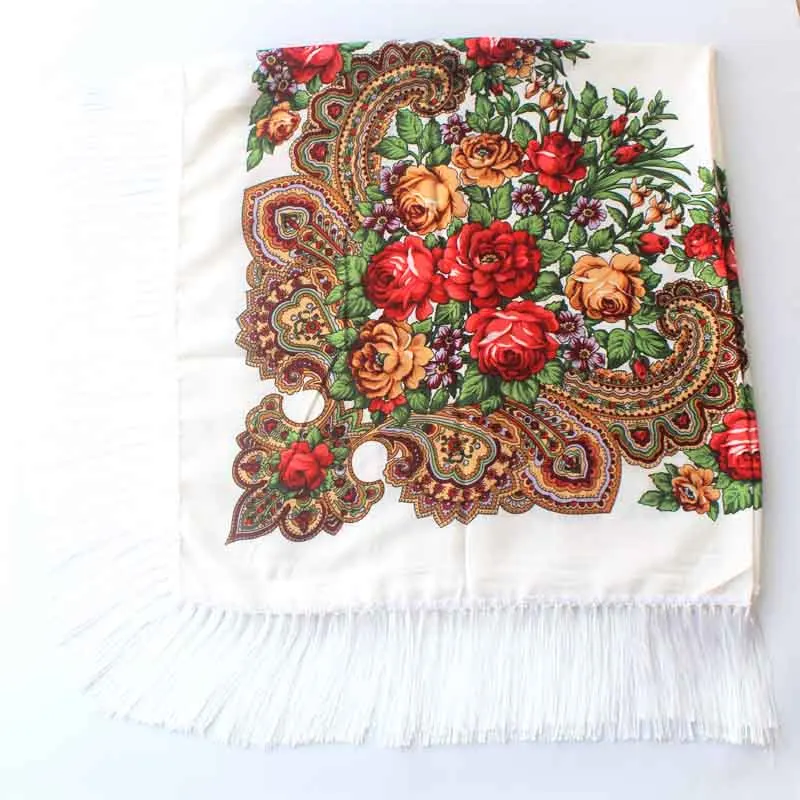 7 Luxury Brand Winter Russian Fringe Big Scarves Floral Printed Scarf Shawl Gift Cotton Lady Warm Square Wrap Sunshade Scarves - Цвет: 7