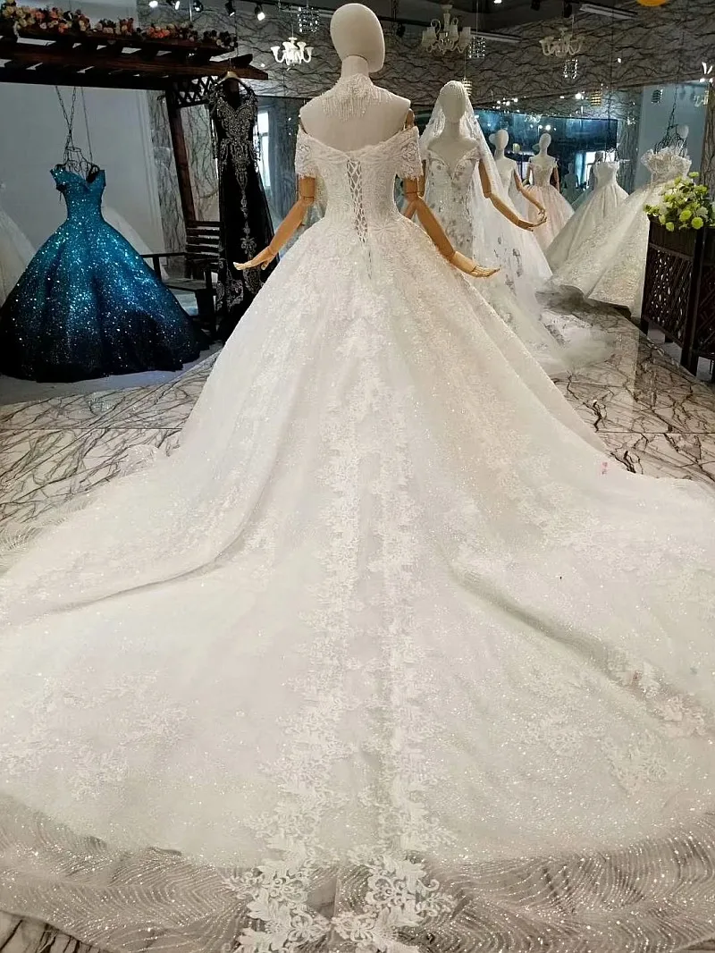 LS147565 свадебное платье на заказ с открытыми плечами Милое Свадебное ожерелье