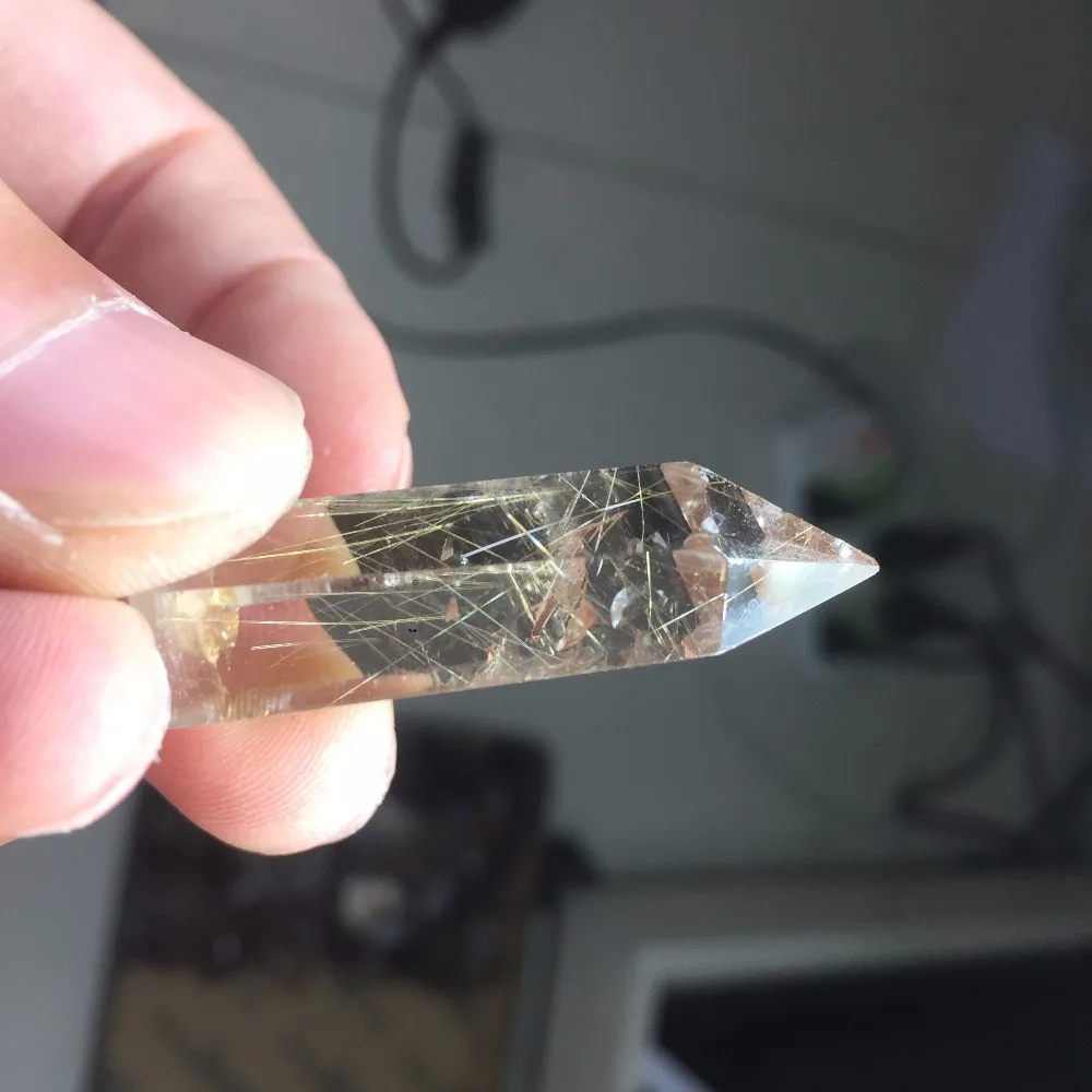HD156-16g 100% натуральный кварцевый кристалл рутилированные золотые палочки для